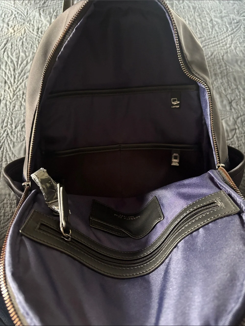Kenneth Cole Black Nylon Backpack with Metallic Accent